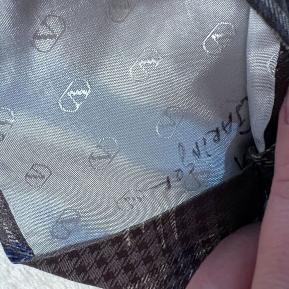 Vintage VALENTINO Necktie Gray + Blue Geometric Tie 100% Silk Made in Italy 56" - Picture 8 of 8